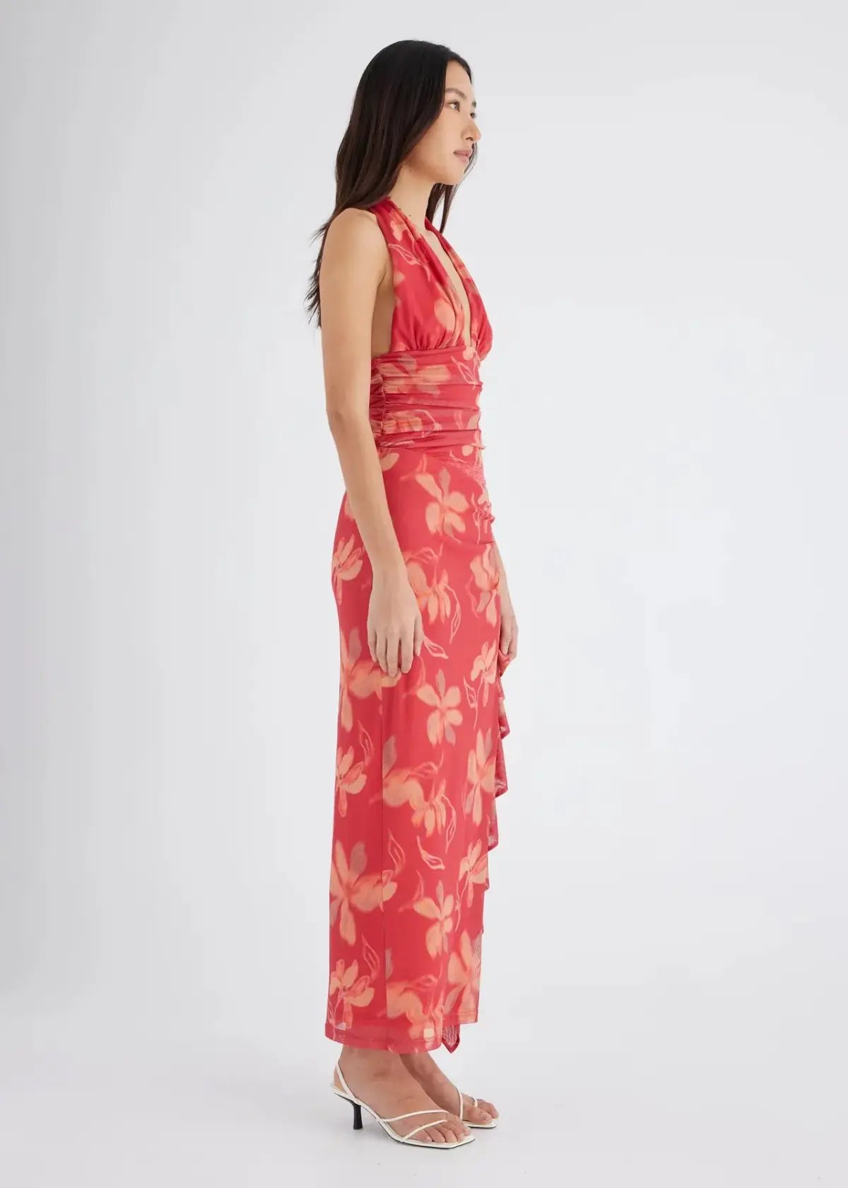 Benni Penelope Halter Maxi Dress Hibiscus Floral Size 8 photo 2