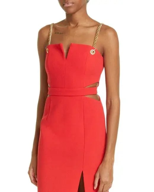 Rebecca Vallance Scarlett Chain Midi Dress Red Size 10 photo 2
