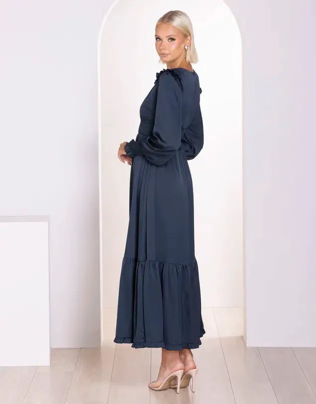 Pilgrim Jay Long Sleeve Maxi Dress Steel Size 8 photo 2