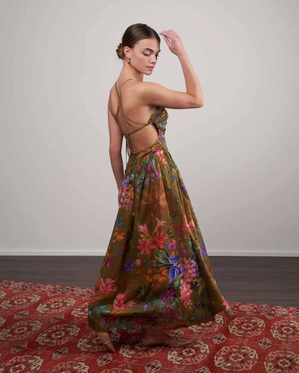 Zimmerman Tropicana Asymmetric Dress Khaki Floral Size 2/ 12 photo 2