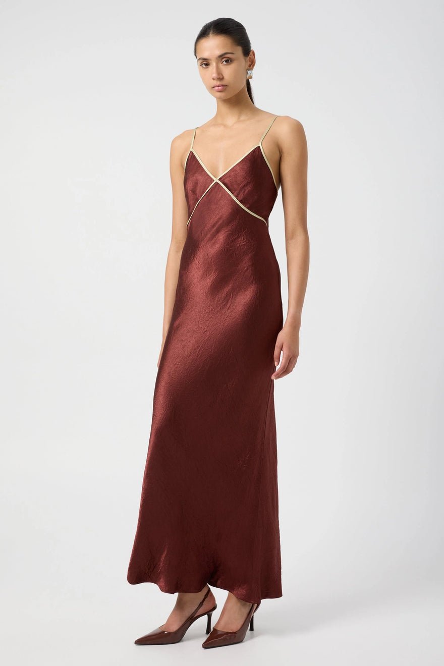 Third Form Crush Contrast Bind Cami Dress - Shiraz & Apple photo 4
