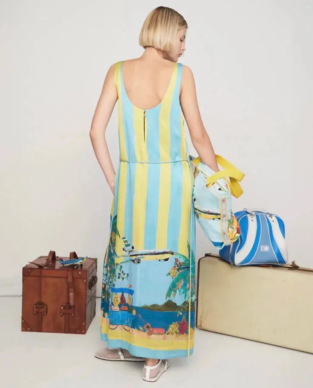 ALEMAIS All Aboard Silk Sleeveless Midi Dress Size 10 Au photo 3