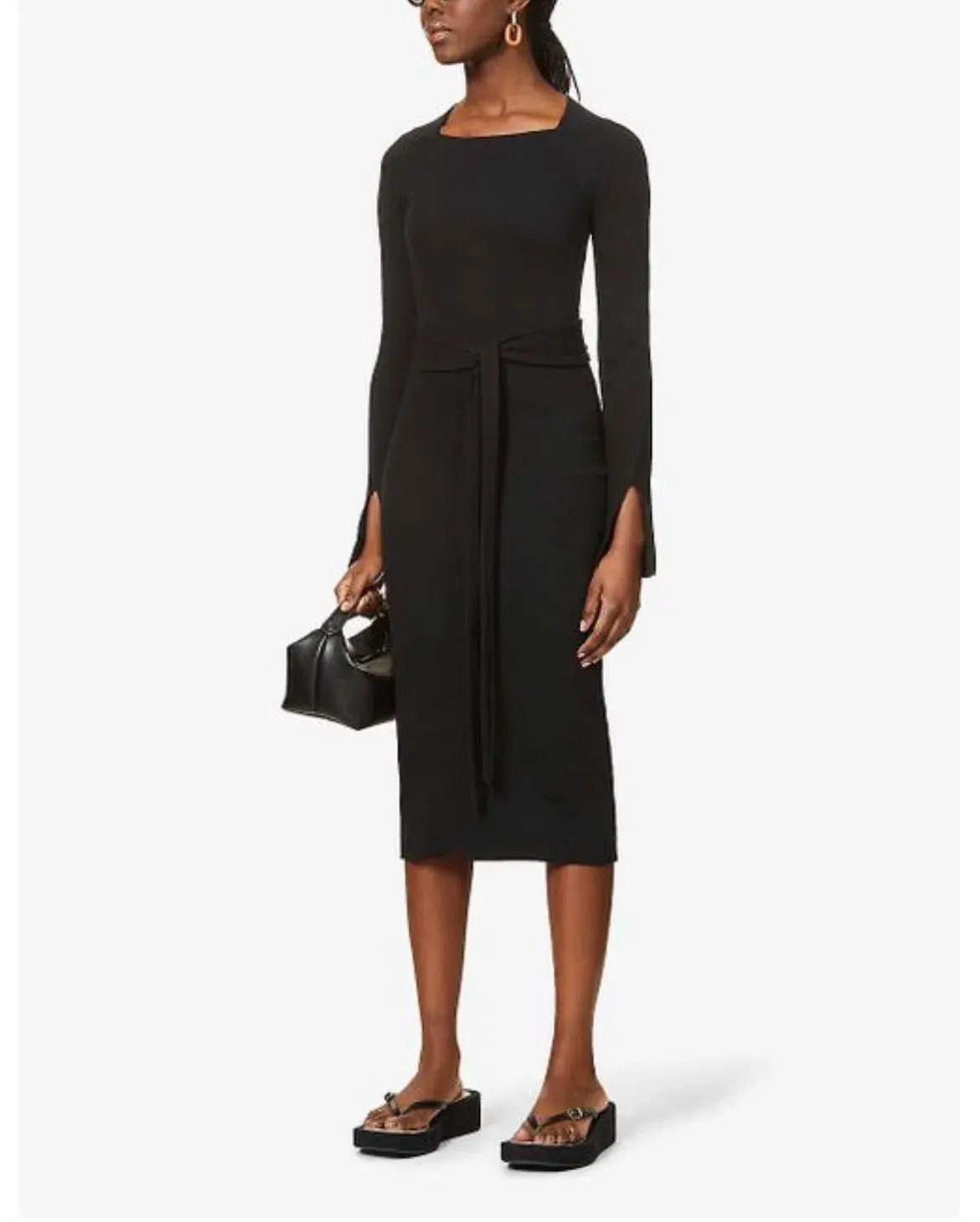 Viktoria & Woods Esplanade Split Sleeve Cotton Midi Dress Black Size 10 photo 2