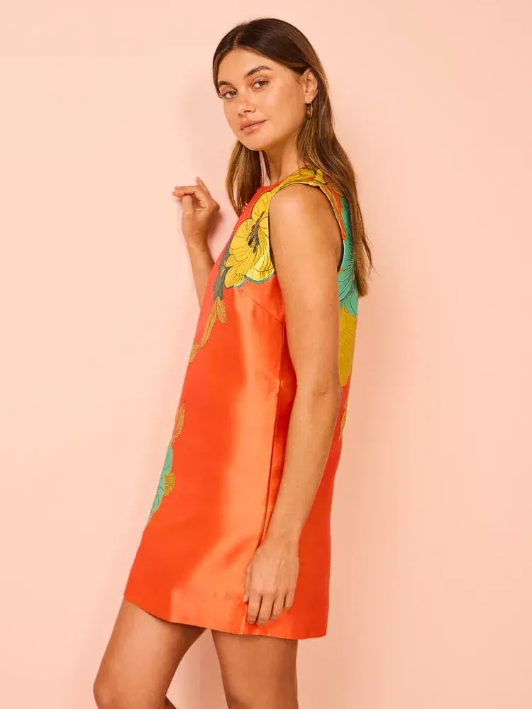 Alémais Piato Mini Dress Orange Print Size AU 10 photo 8