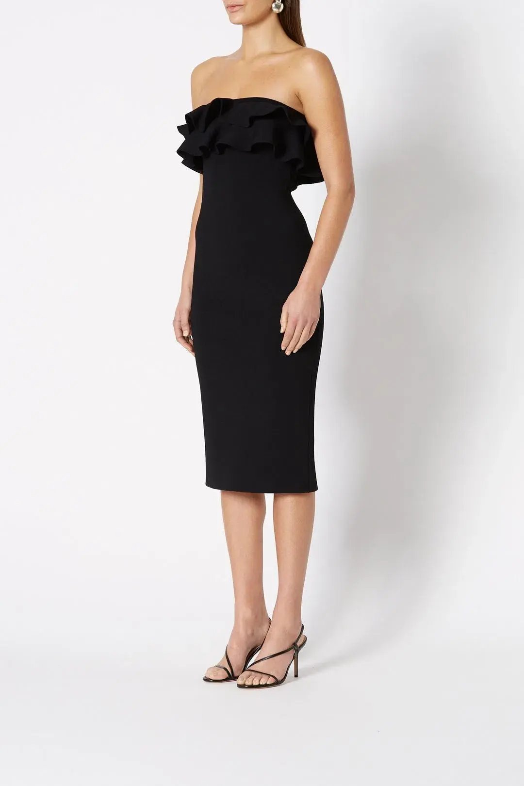 Scanlan Theodore Crepe Knit Strapless Dress Black Size 6 photo 3