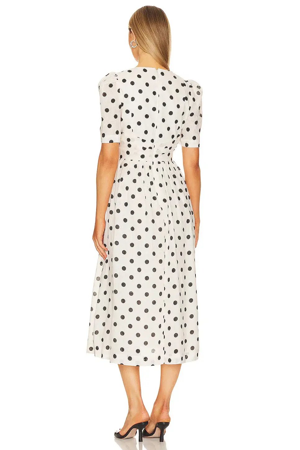 Zimmermann The V Neck Midi Dress in Cream/Black Dot Size 1 /AU 10 photo 2