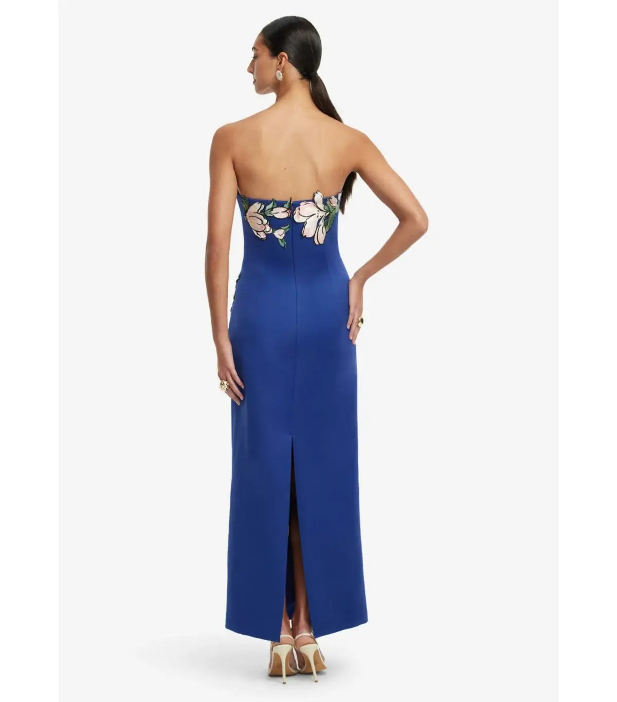 Leo Lin Ava Appliqué Floral Bustier Maxi Dress Midnight Magnolia Print Size AU 6 photo 3