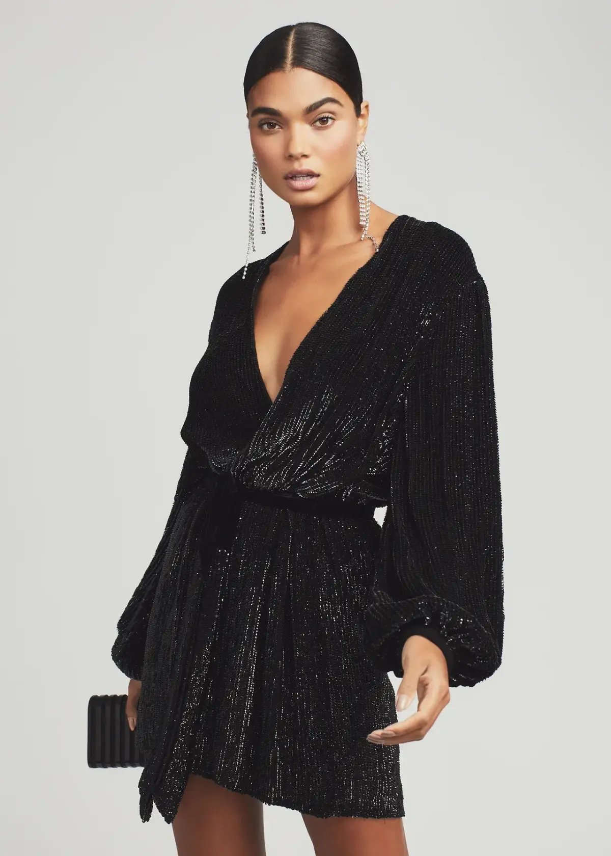 Retrofete Gabrielle Dress Black Sequin Robe Size 8 photo 3