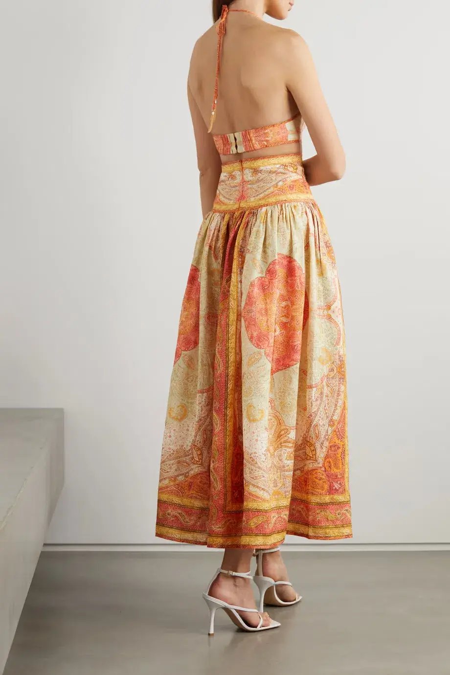 Zimmermann Anneke Cutout Paisley Linen Maxi Dress Orange Print Size 2 / AU 12 photo 2