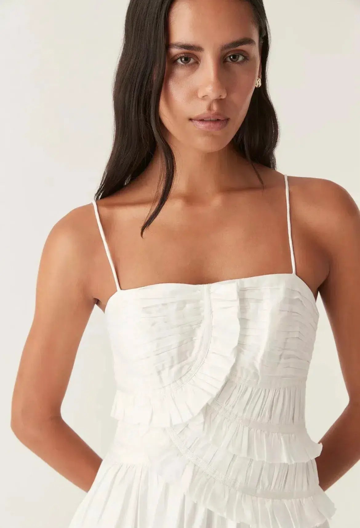 Aje Synergy Frill Midi Dress Ivory Size 12 photo 3