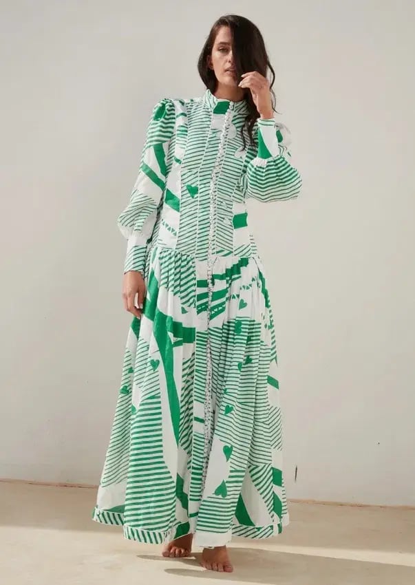 Mackenzie Mode Button Me Up Maxi Dress Green With Envy Size AU 14 photo 4