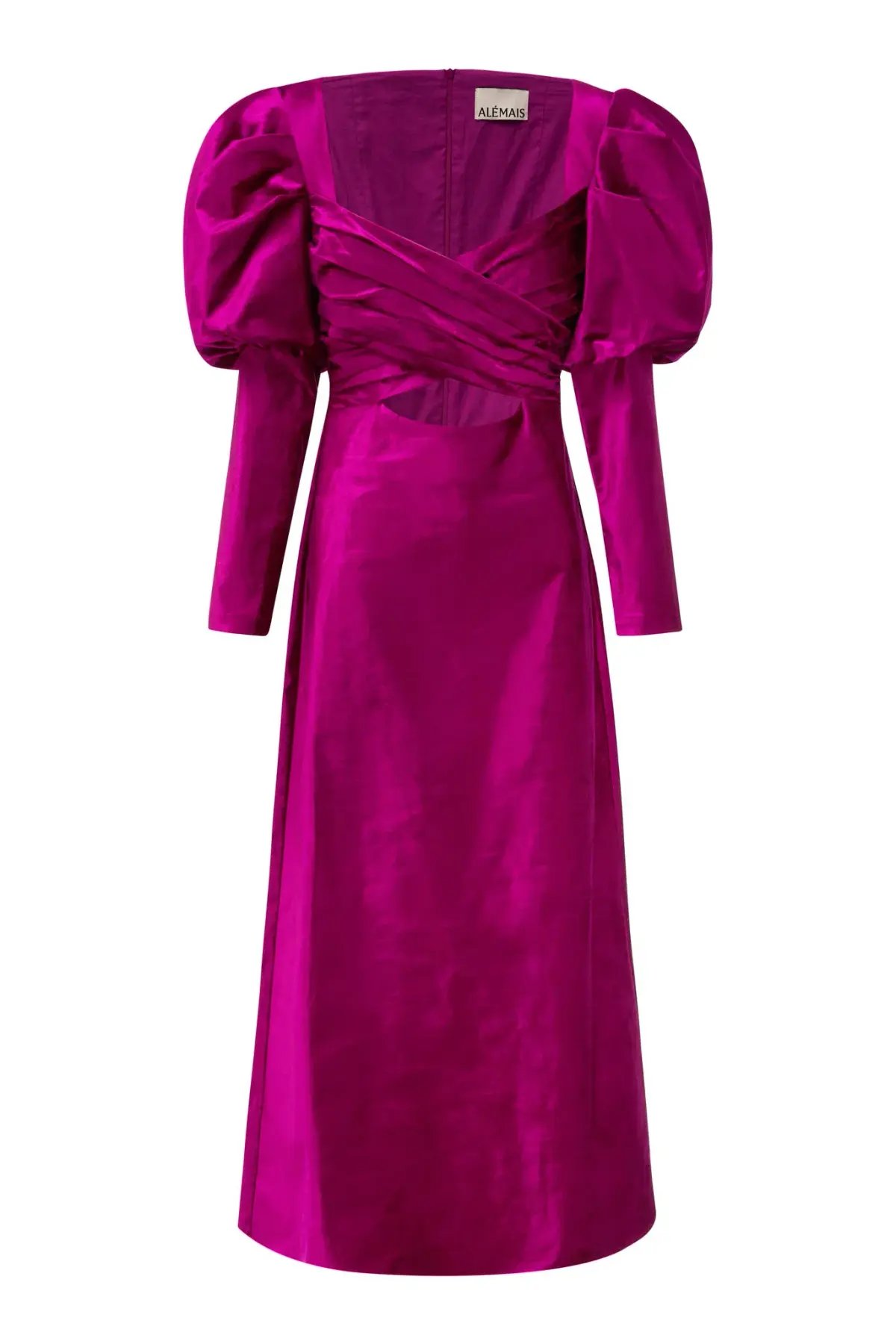 Alamais Rosario Puff Sleeve Midi Dress Fushia Size 10 photo 4