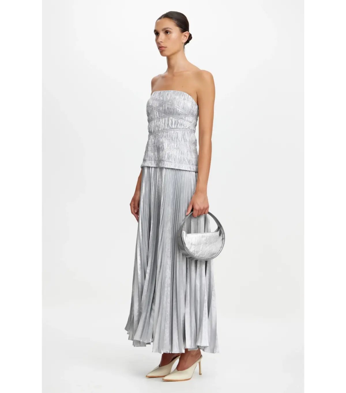 Acler Rockland Midi Dress in Dove Metallic Size AU 6 photo 2