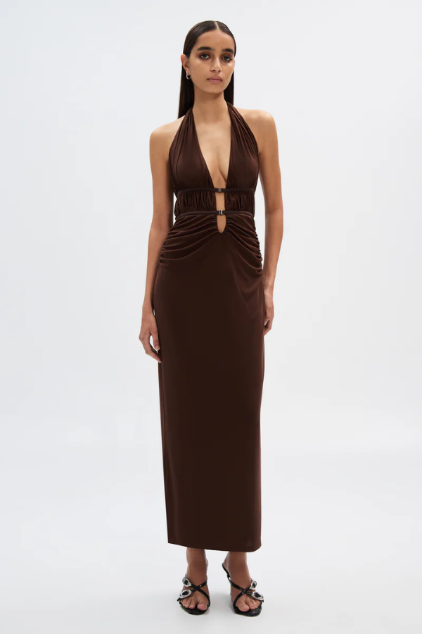 MISHA CELINE MESH DRESS - ESPRESSO photo 2