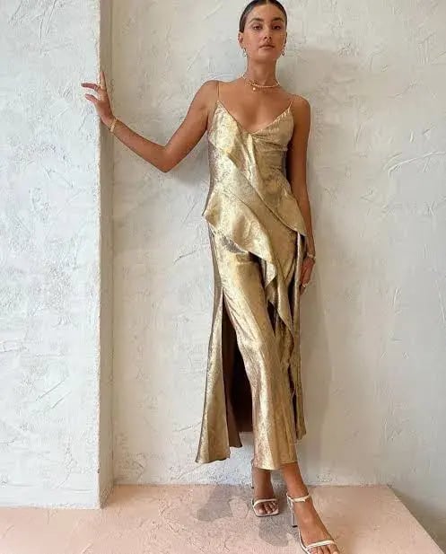 Acler Queensbridge Gold Midi Dress | Size AU 10 UK 10 US 6 photo 5