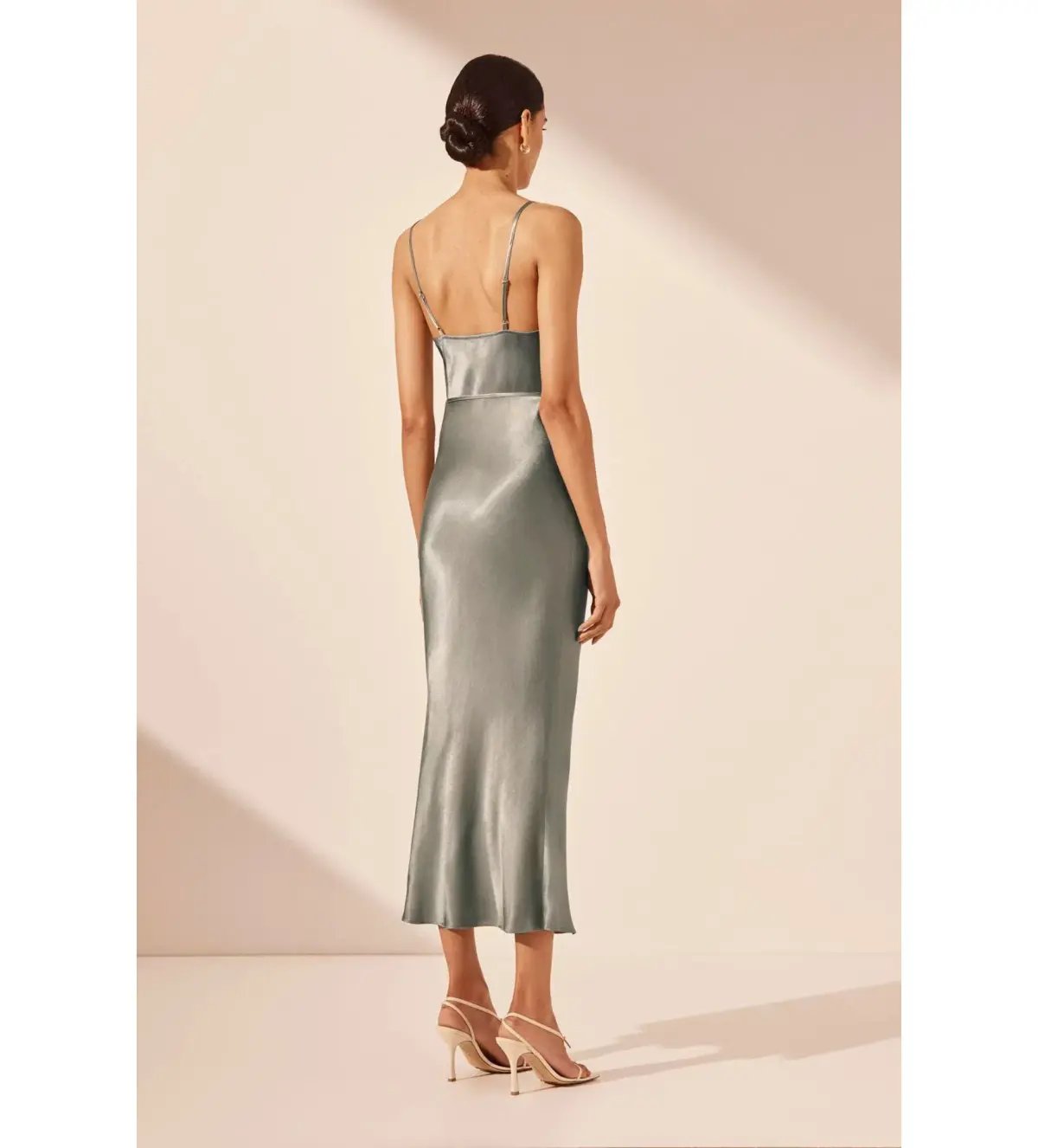 Shona Joy La Lune Bias Cowl Midi Dress in Sage Size 8 photo 3
