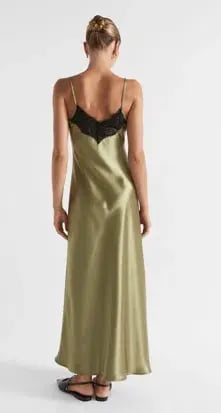 SEED Satin Lace Trim Slip Dress pistachio size 4 photo 2