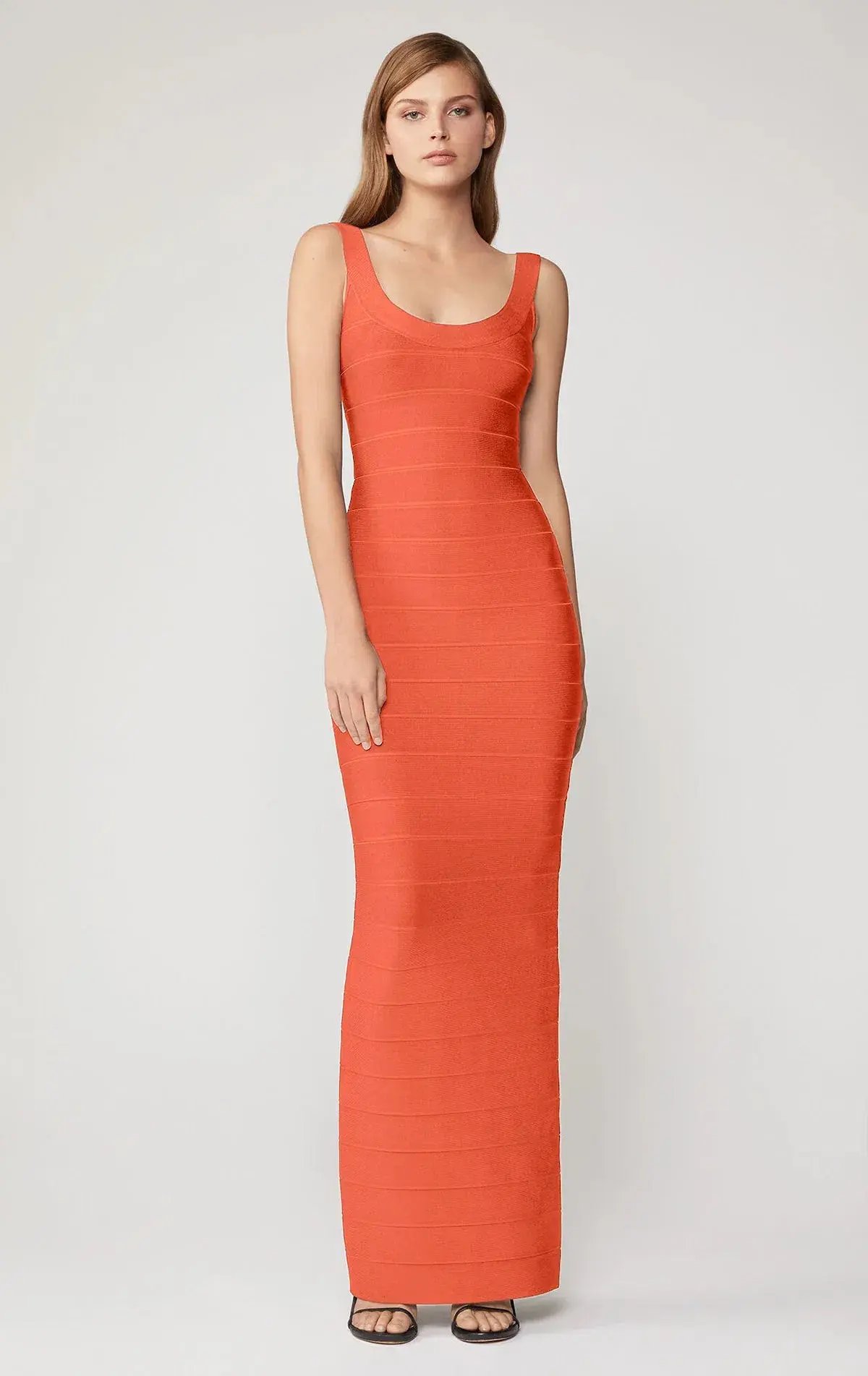 Herve Leger Round Neck Gown Coral Size XS / AU 6 photo 3