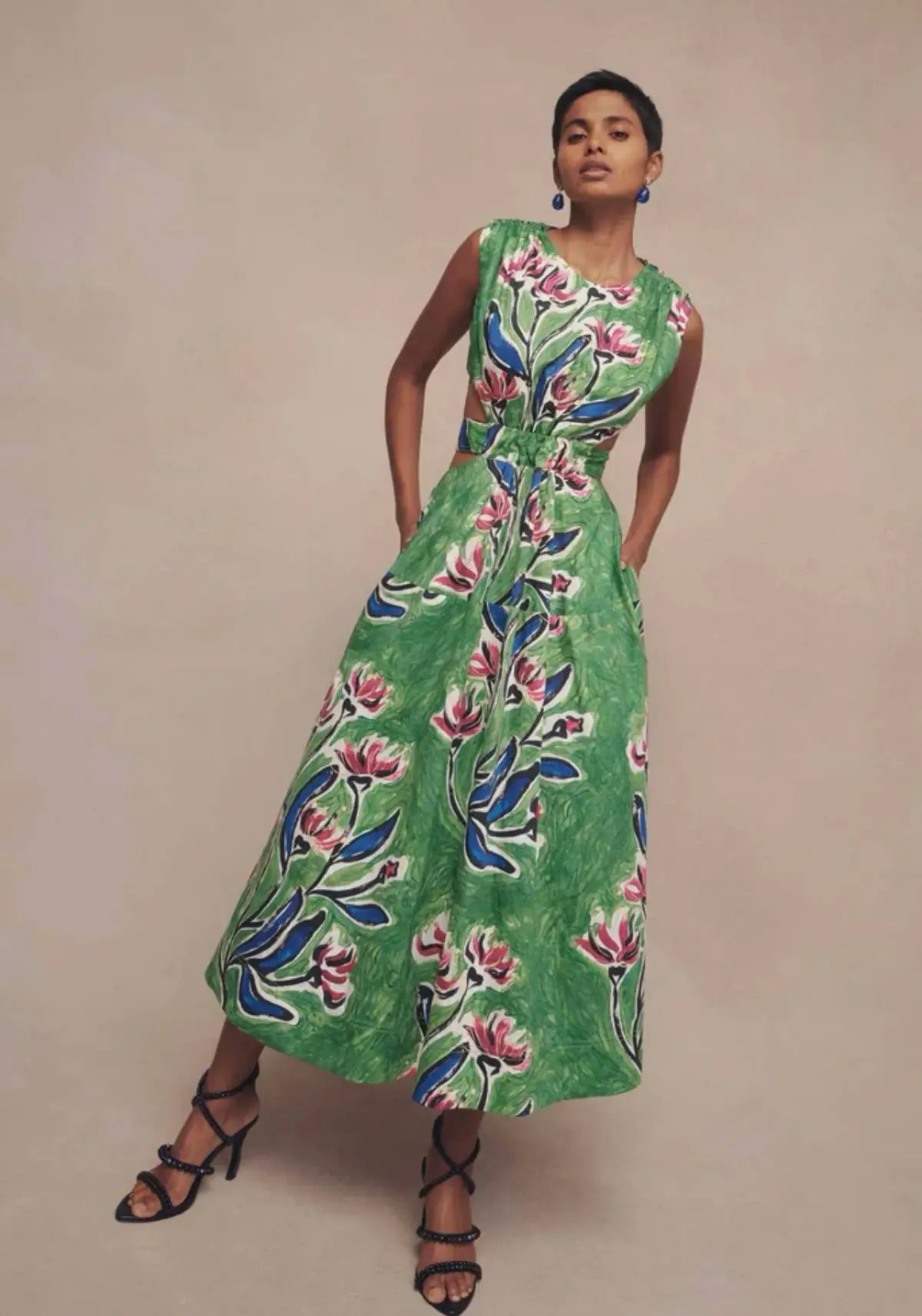 Aje Zorina Tie Midi Dress Native Gumnut Floral Size 8 photo 4