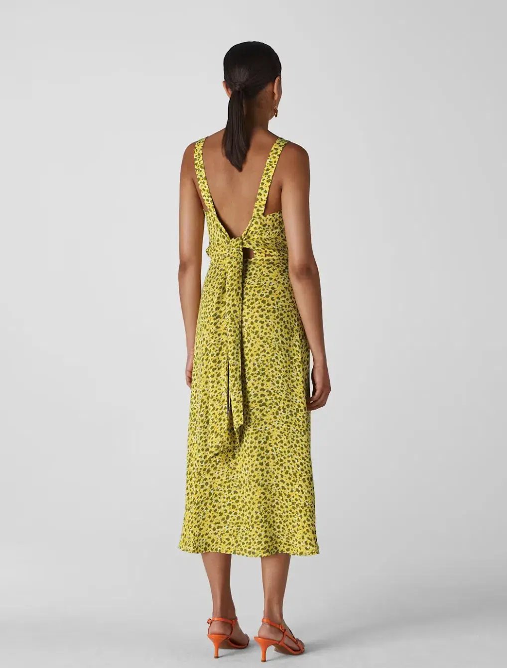 Whistles Llora Clouded Midi Dress Leopard Yellow Size 4 photo 2