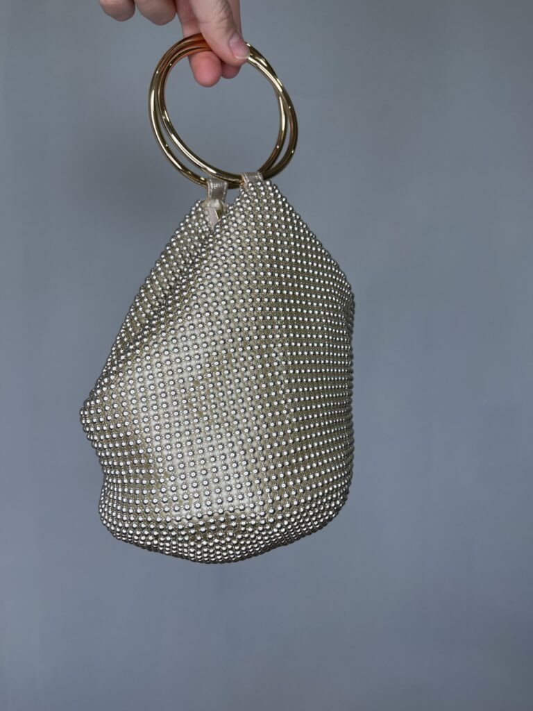 Olga Berg Bianca Mesh Handle Bag Gold photo 6