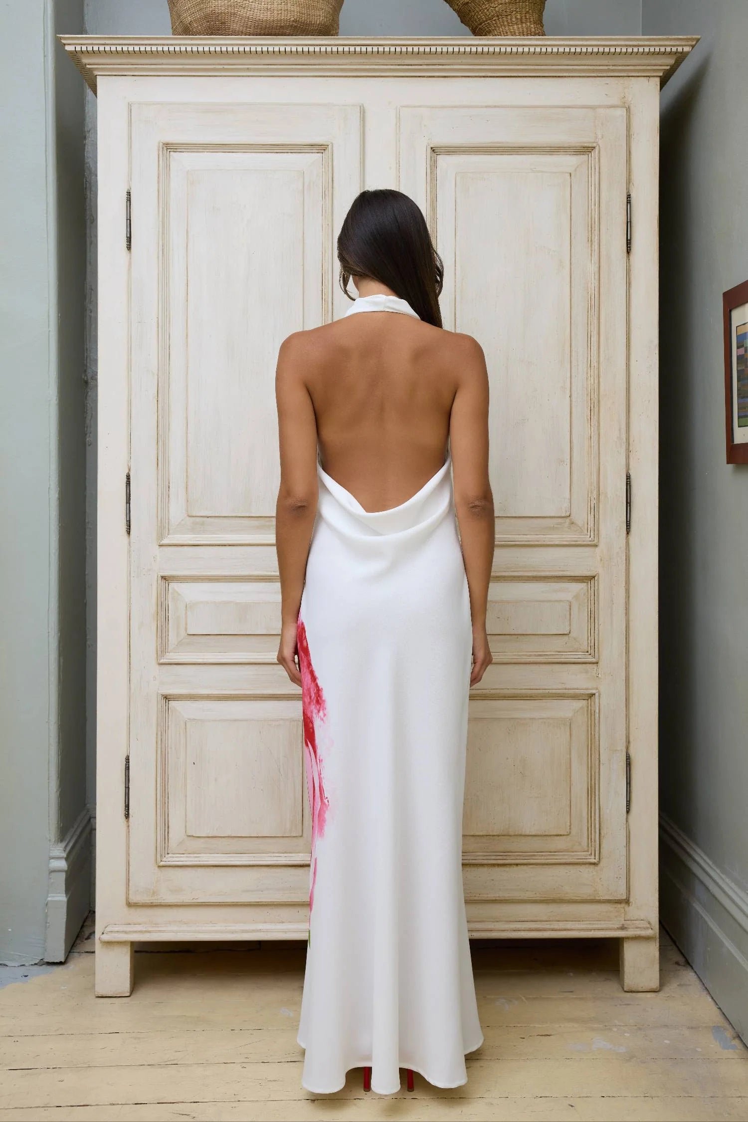 WITH HARPER LU COWL SLIP DRESS - WHITE ROSE photo 7
