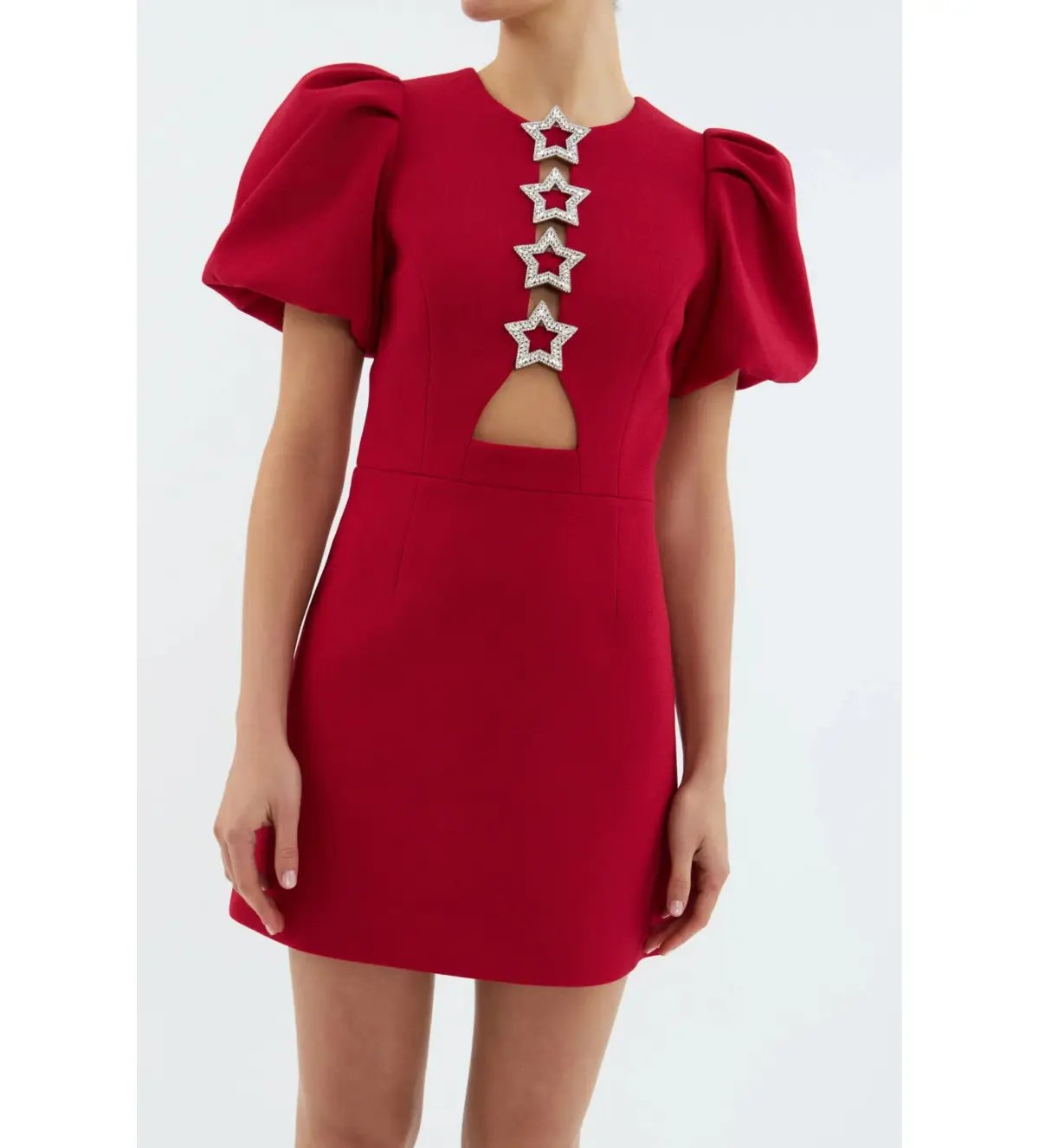 Rebecca Vallance Akari Puff Sleeve Mini Dress Red Size AU 8 photo 2