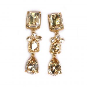 Oscar De La Renta Gold Shadow Crystal Drop Earrings photo 3