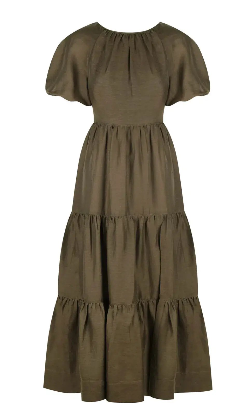 Shona Joy Bruna Linen Short Sleeve Backless Midi Dress Green Size 12 photo 3