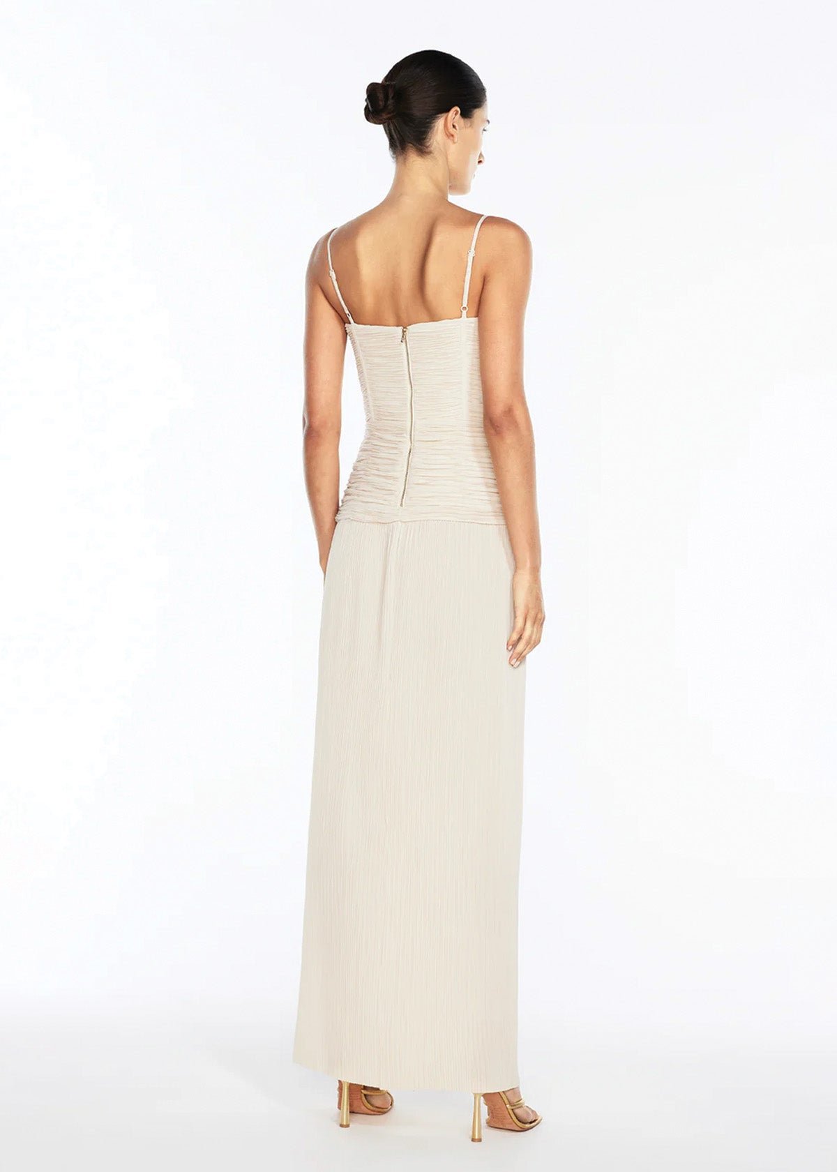 Double Time Pleat Dress in Nougat photo 3