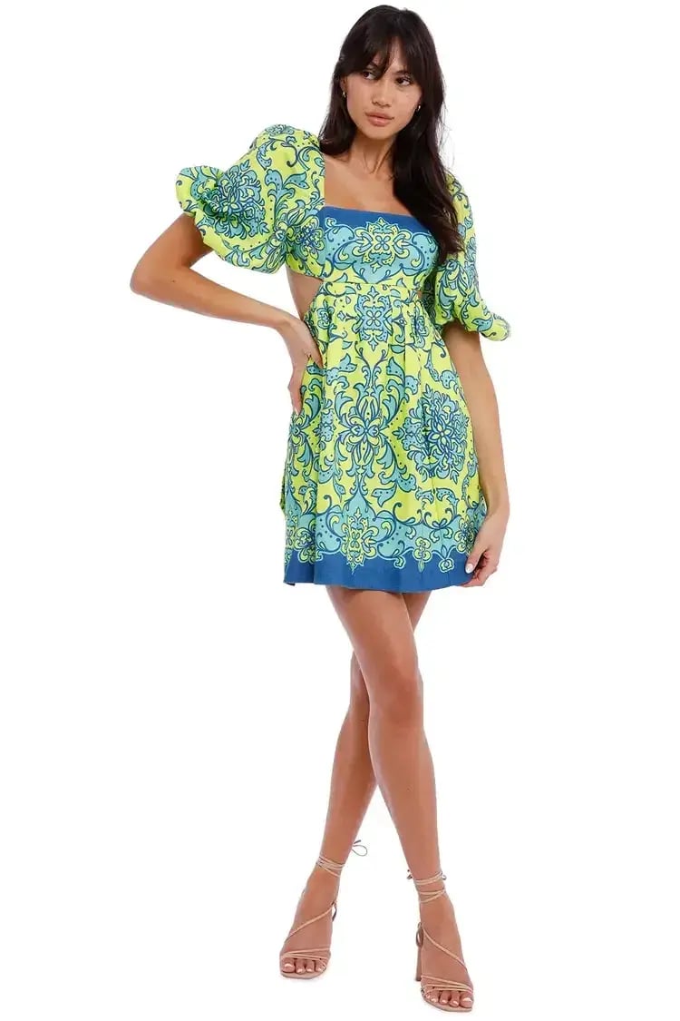 Zimmermann Nina Cut Out Mini Dress Lime Size 12 photo 4