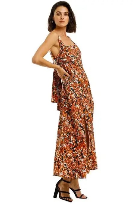 Camilla and Marc Asterid Midi Print Dress Orange Size AU 6 photo 3