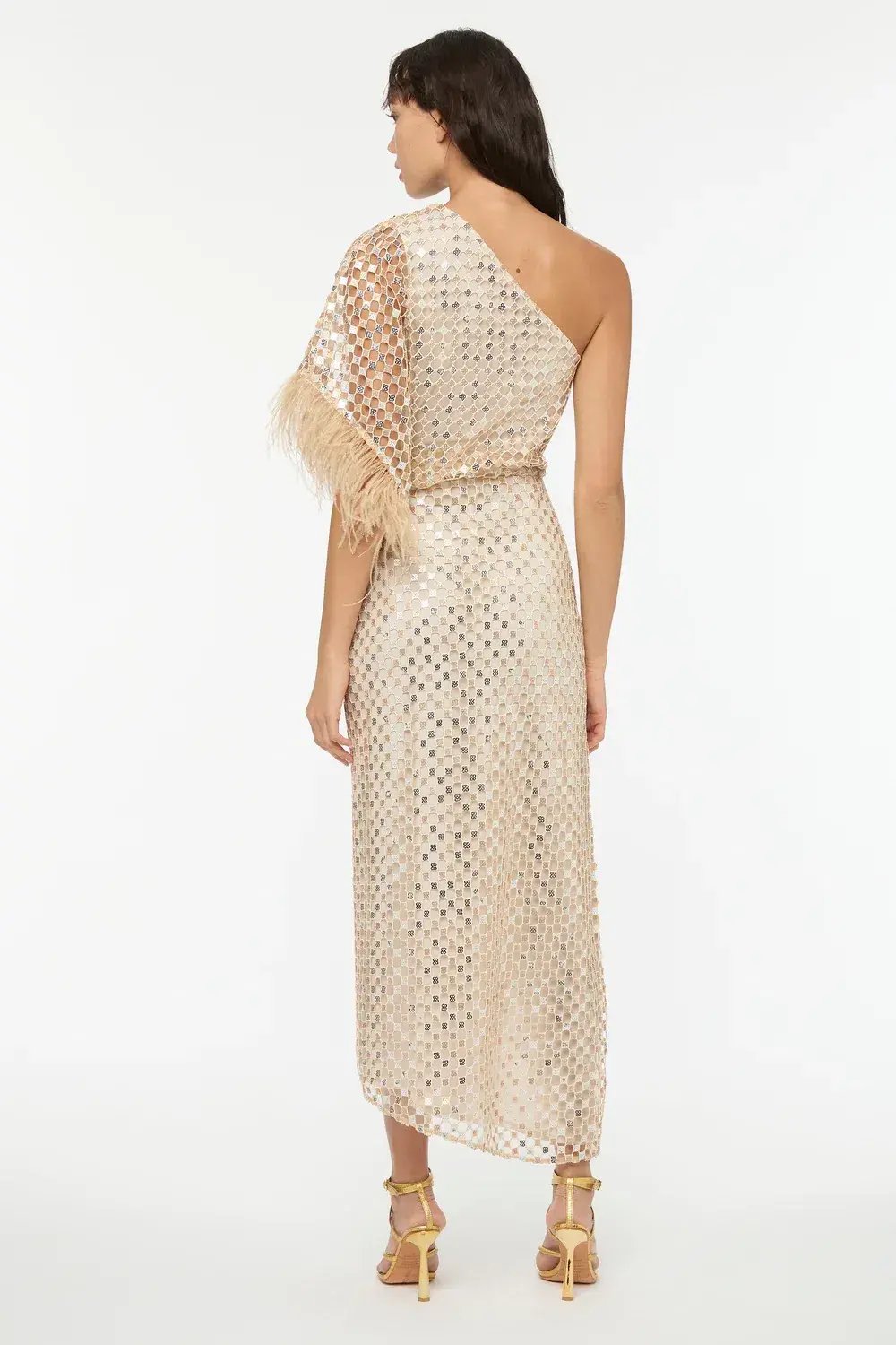 Manning Cartell Checkerboard Sequin Event Dress Glod Size AU 6 photo 3