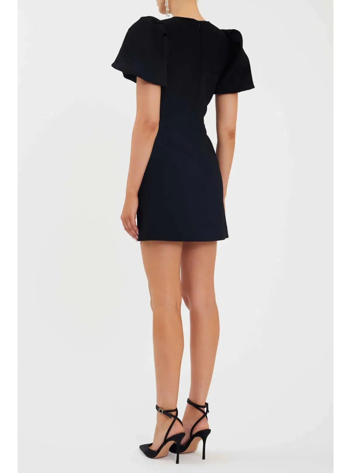 Rebecca Vallance Juliana Puff Sleeve Mini Dress in Black Size AU 8 photo 4