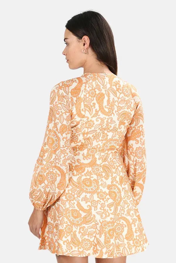 Zimmermann Peggy Scallop Mini Dress in Orange Paisley Print Size 0/ AU 8 photo 4