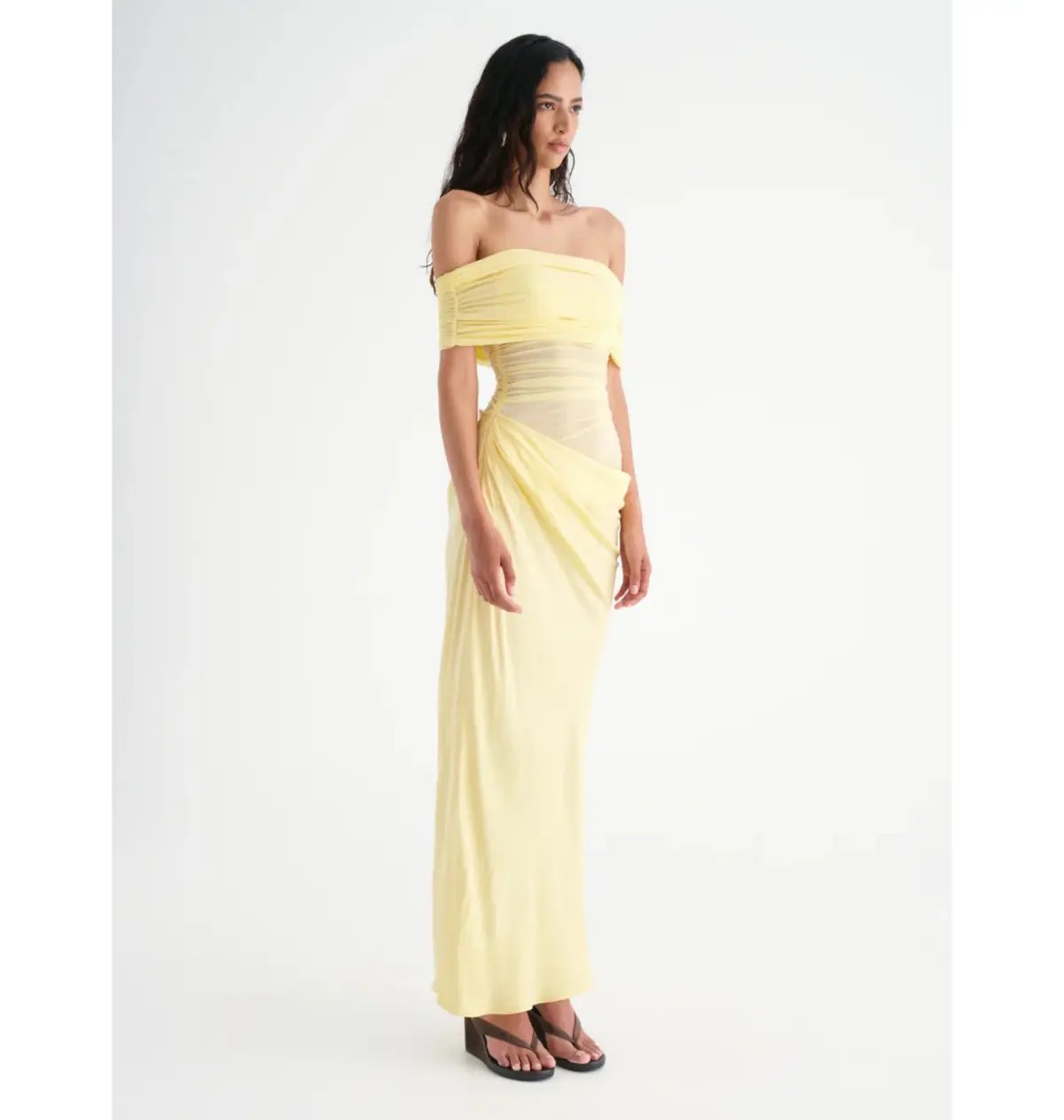 Benni Nico Off Shoulder Maxi Dress Butter Size AU 12 photo 3