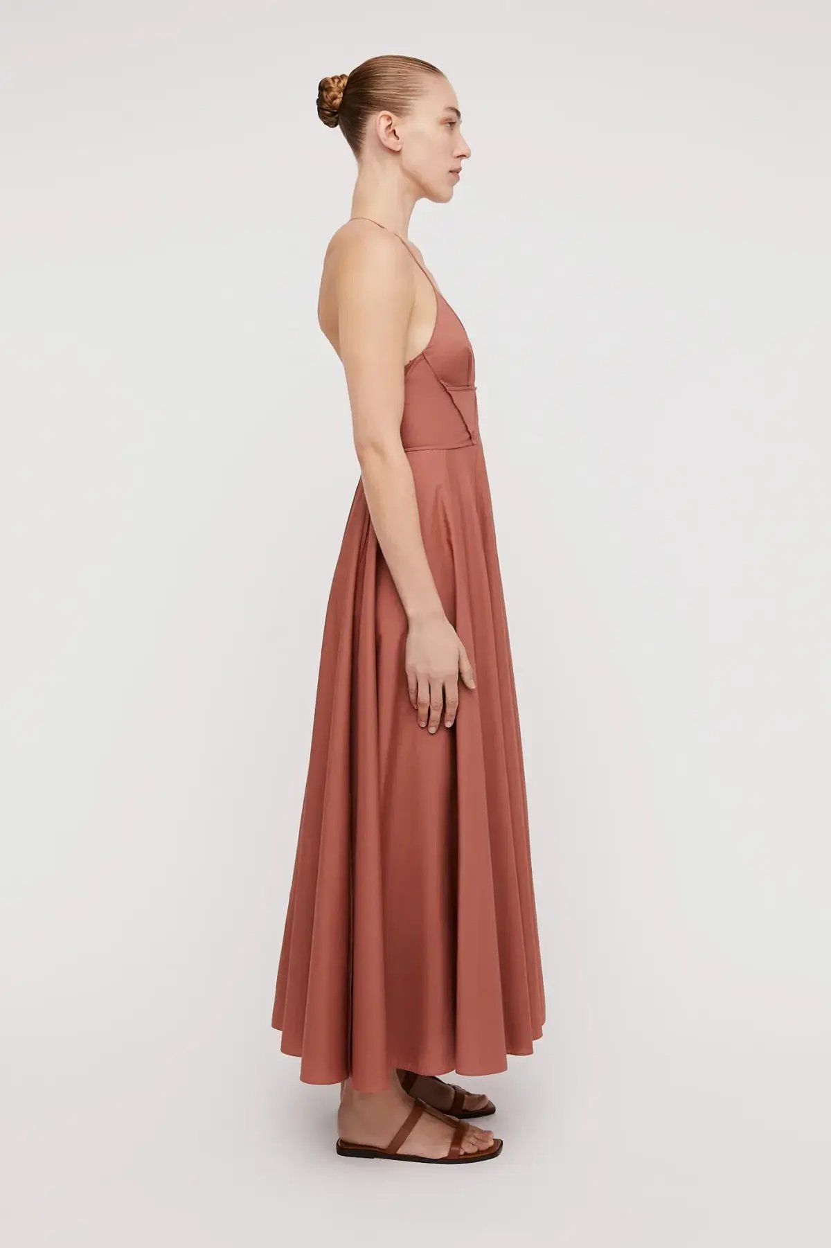 Scanlan Theodore Parachute Cotton Strappy Dress Brown Size AU 8 photo 3