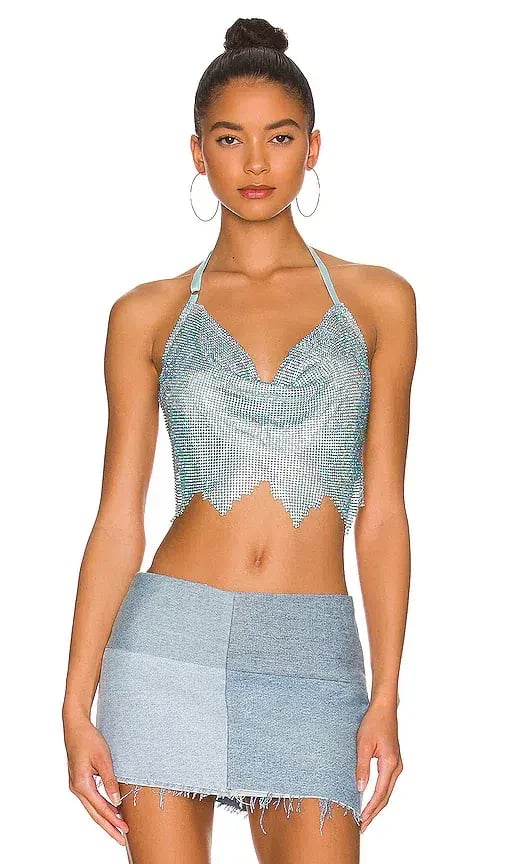 Poster Girl Lyla Crop Top in Cerulean Blue Crystal Size 8 photo 2