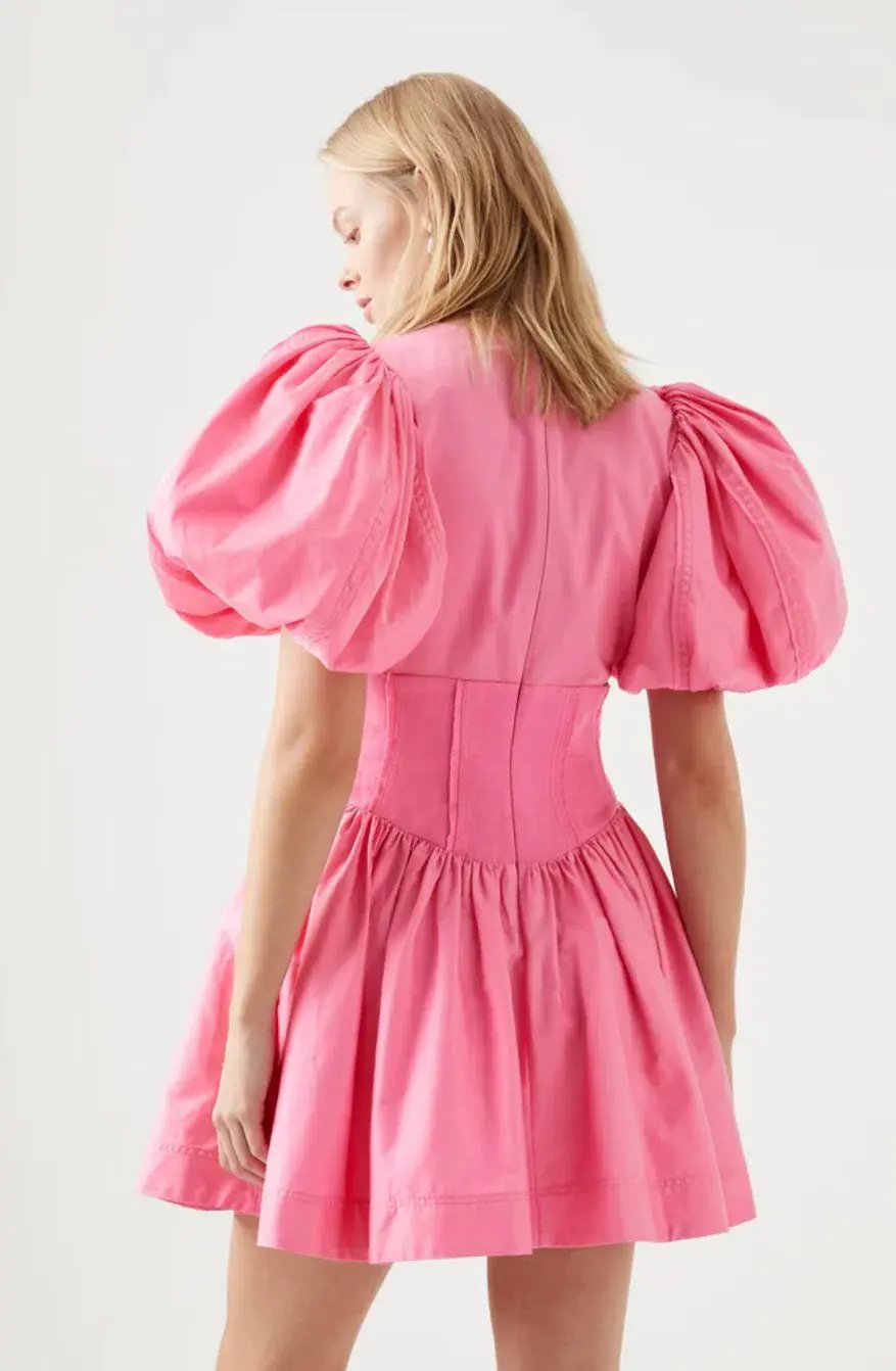 Aje Gianna Puff Sleeve Mini Dress Pink Size AU 12 photo 2