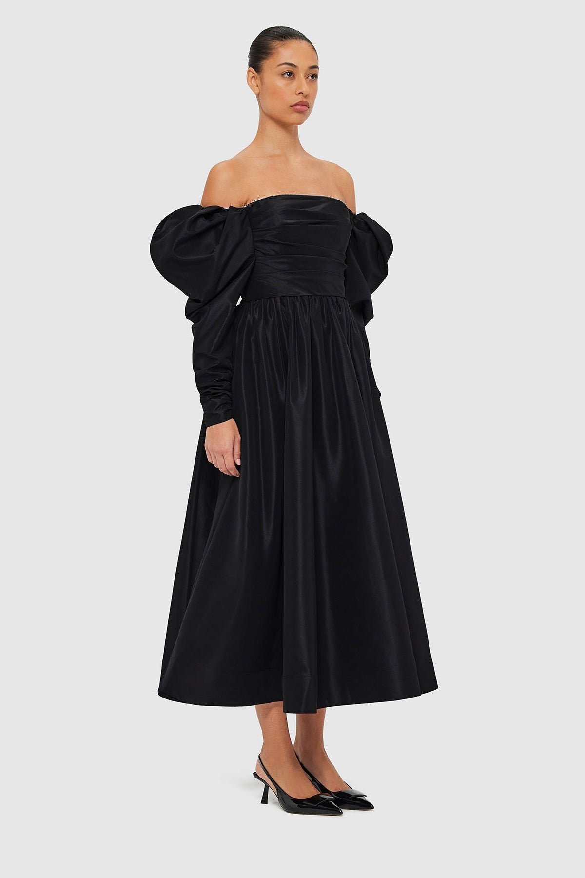 LEO LIN MADISON BUSTIER MIDI DRESS - EBONY photo 2