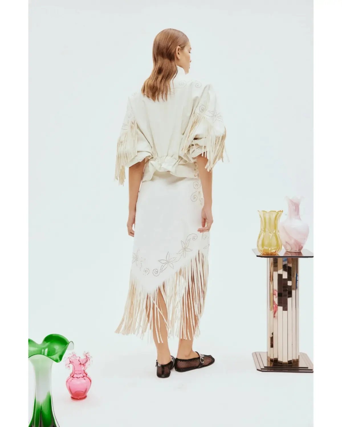 Alemais Barbara Fringe Skirt in White Size AU 10 photo 3