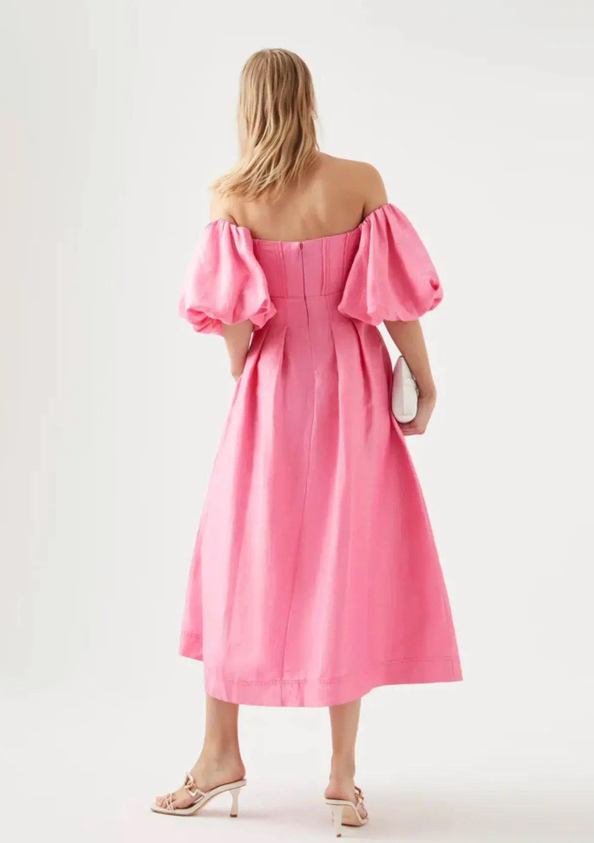 Aje Eugenia Off Shoulder Midi Dress Pink Size AU 12 photo 3