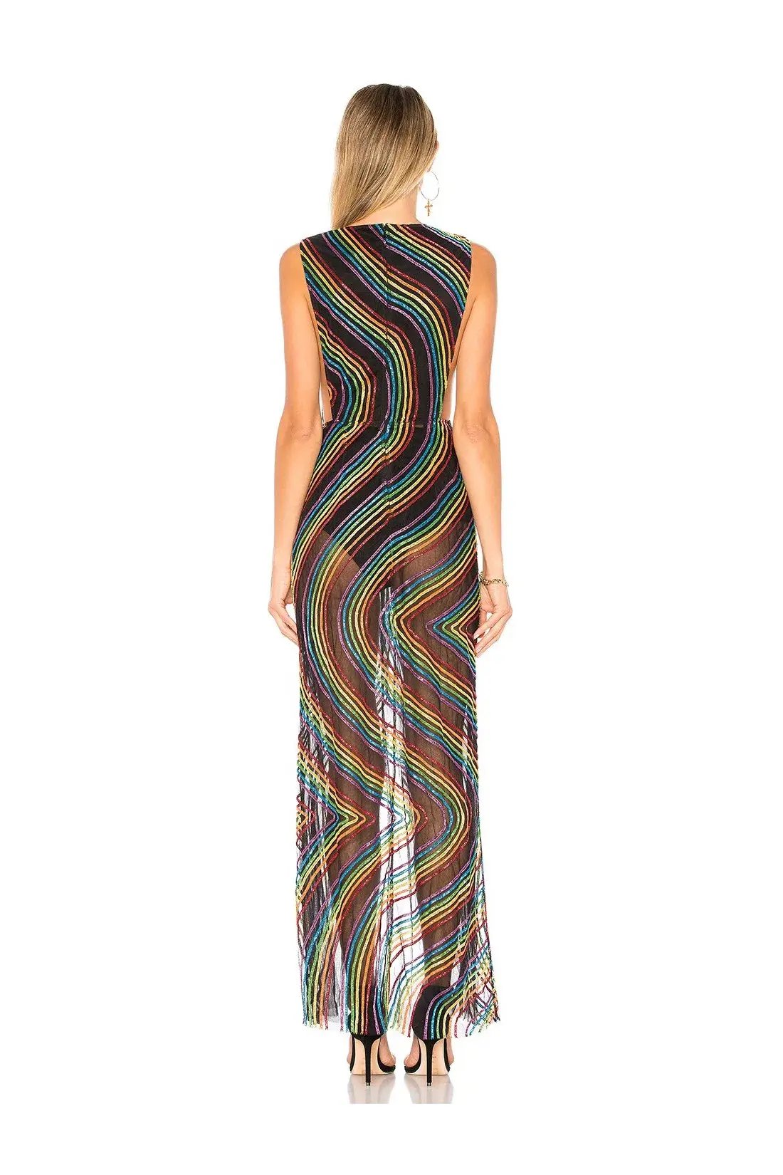 X By NBD Lilith Gown in Rainbow Black Multi Size 8 photo 3