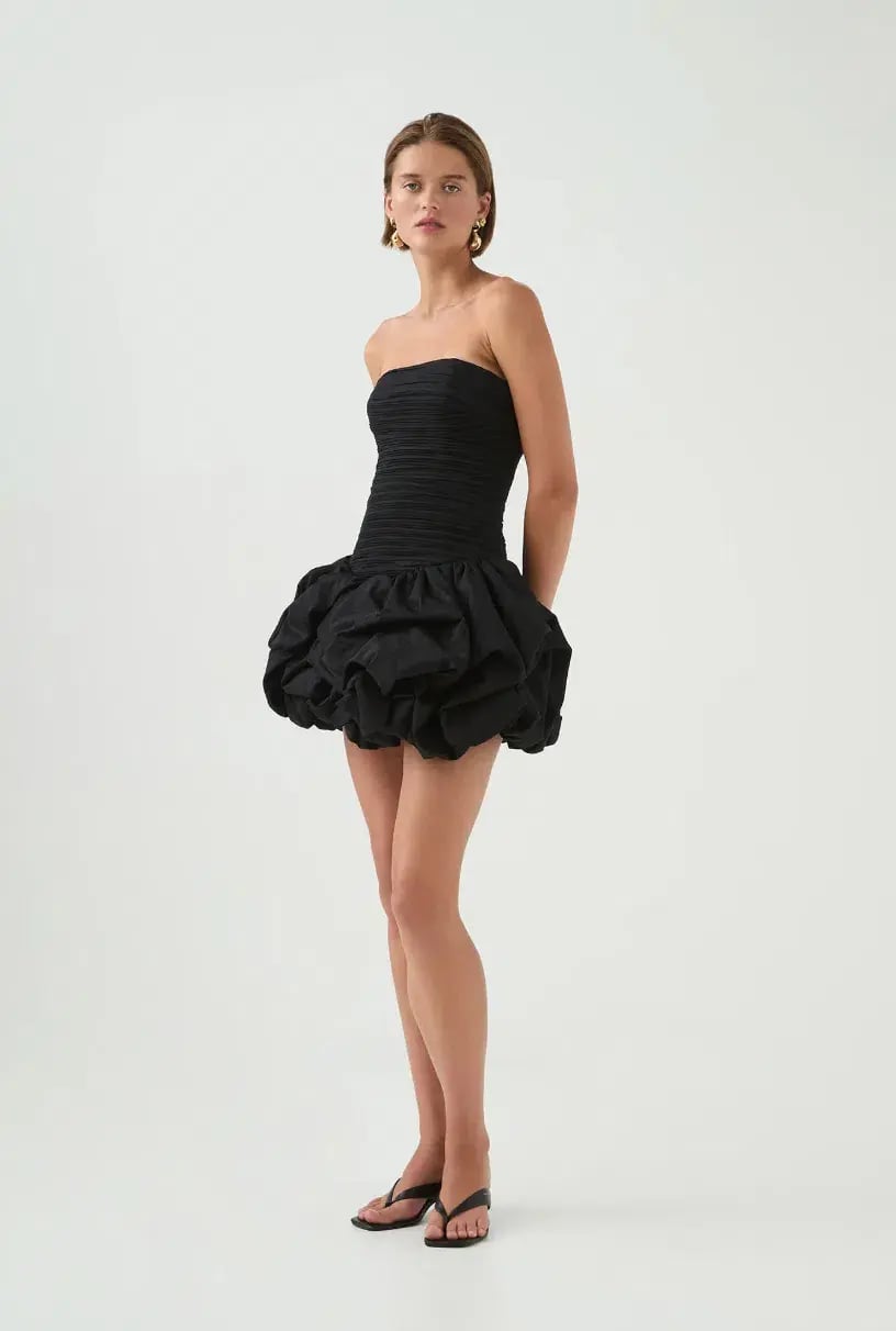 Aje Violette Bubble Hem Mini Dress Black Size 8 photo 3