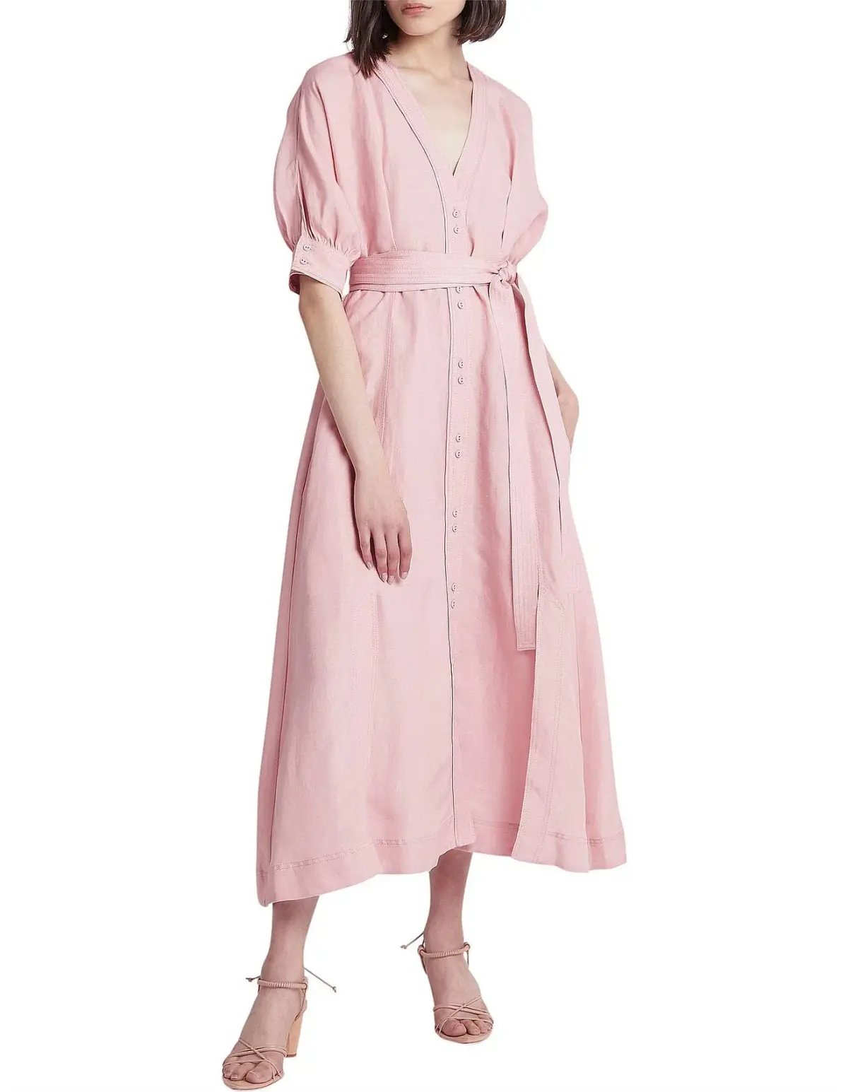 Aje Ennoble Midi Dress Pink Size 6 photo 2