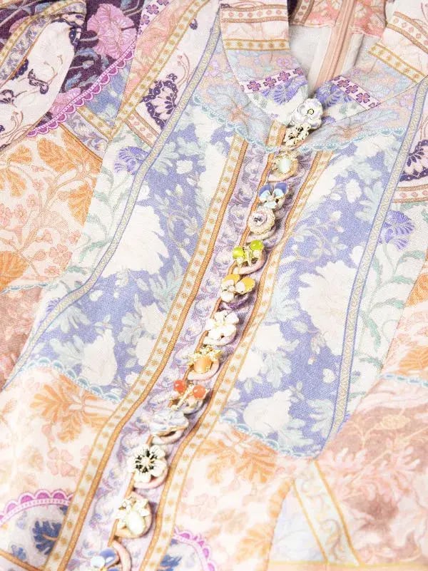 Zimmermann The Kaleidoscope Buttoned Mini in Multi Swirl Floral Size 4/Au 16 photo 2