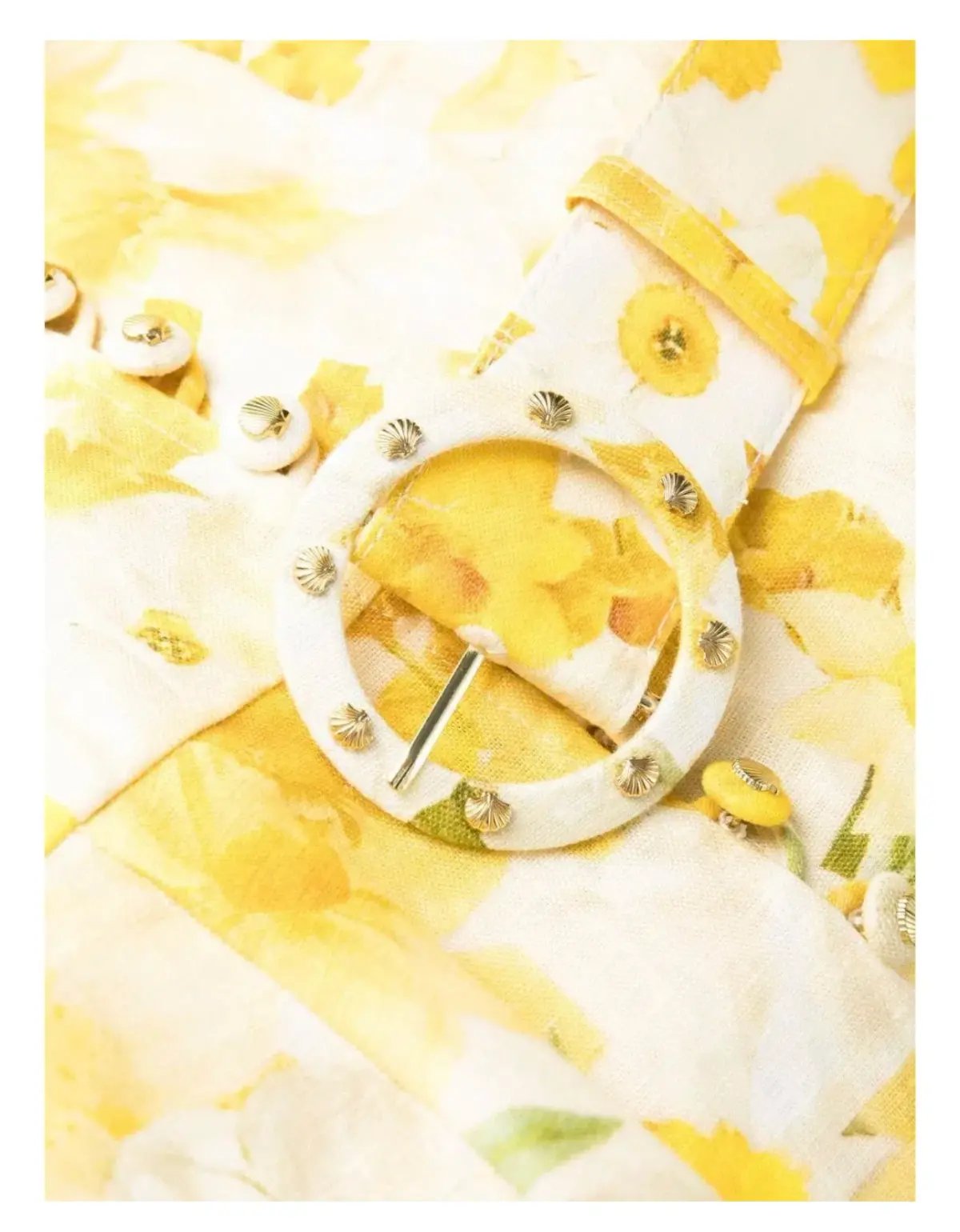 Zimmermann Wonderland Belted Floral-Print Linen Mini Dress in Yellow Size 1/Au 10 photo 5