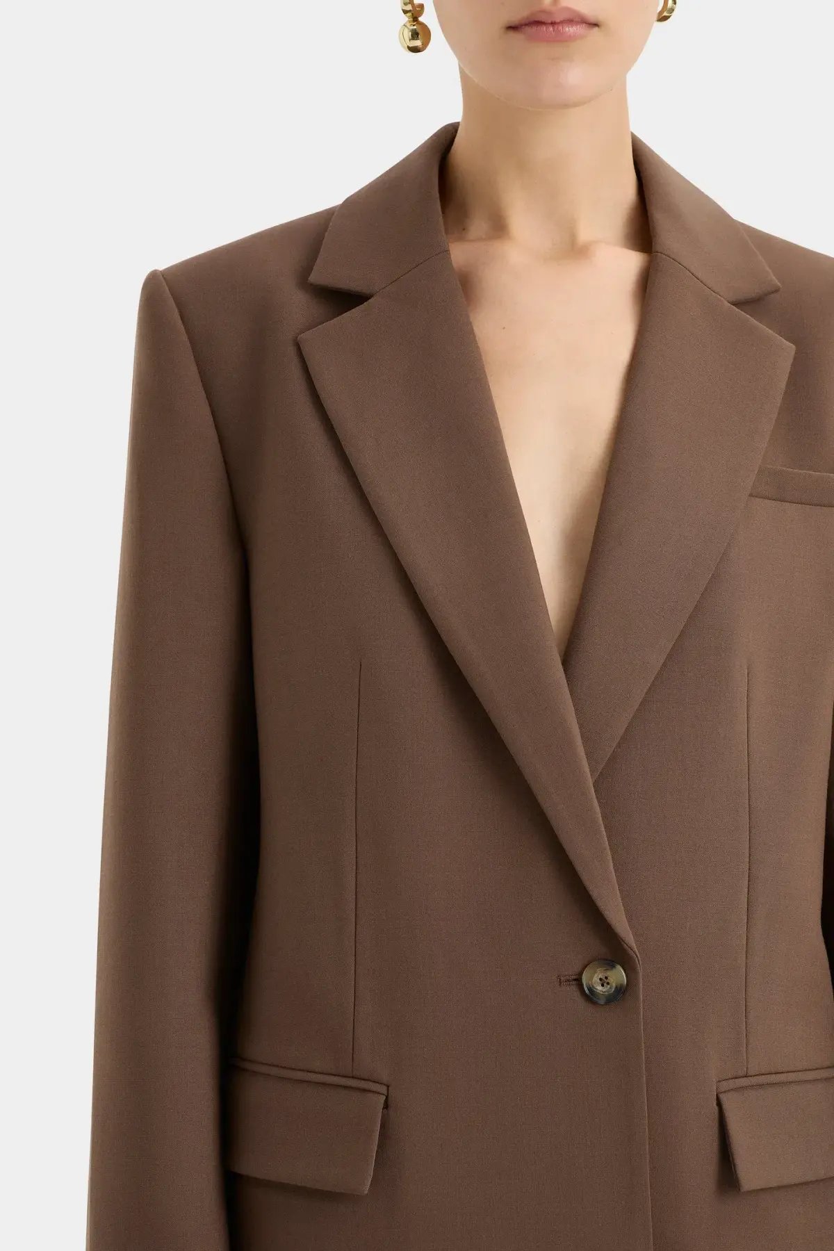Sir the Label Bromley Tailored Blazer, Mini Skirt and Bodice Set Chocolate Size AU 8 photo 3
