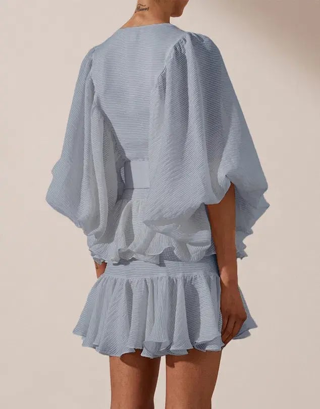 Shona Joy Charlotte Plunged Draped Mini Dress Blue Size 6 photo 4
