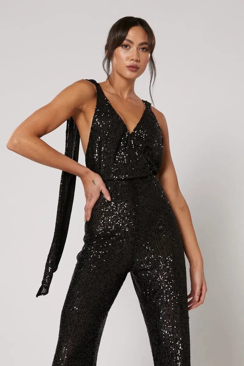 Winona Amara Jumpsuit Black Sequin Size 8 photo 2
